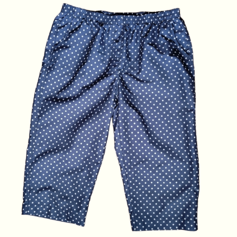size 8 cropped blue and white polka dot pant